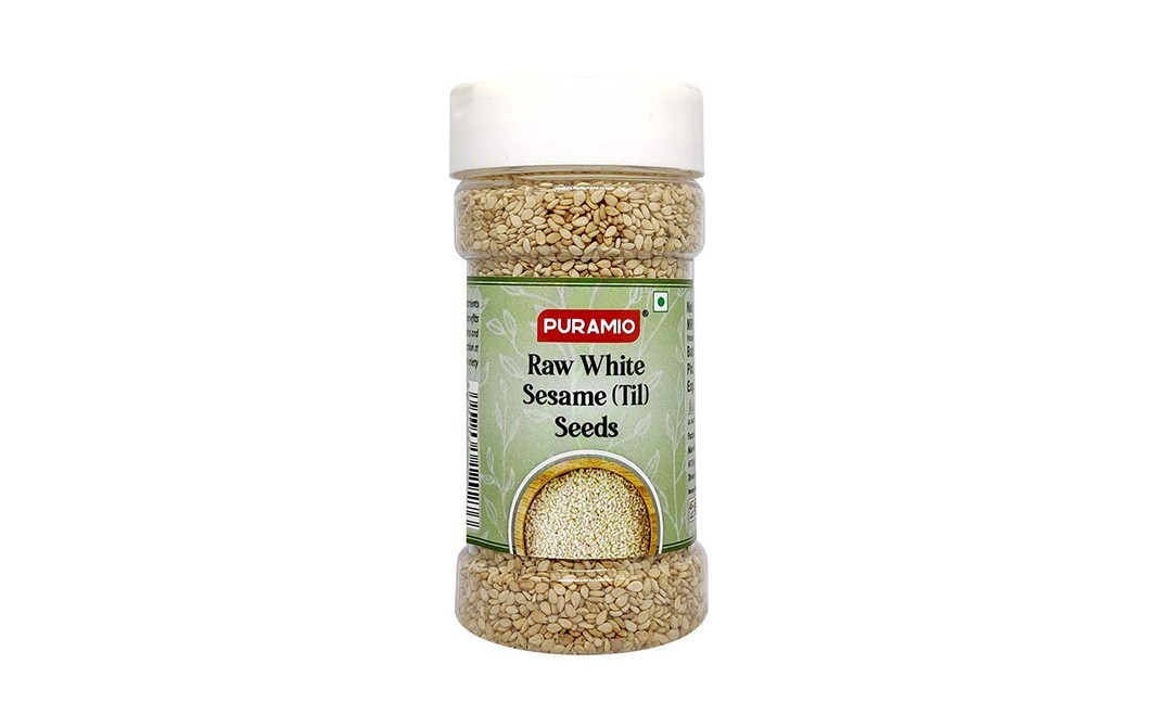 Puramio Raw White Sesame (Til) Seeds    Plastic Bottle  125 grams